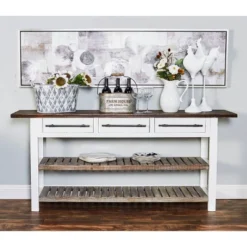 Farmhouse Wood Rectangle Console Table White - Olivia & May