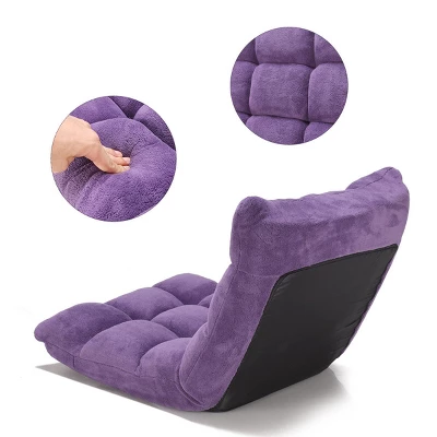 Costway Adjustable 14-Position Floor Chair Folding Gaming Sofa Chair Cushioned Purple - Image 8