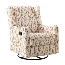 Bernd Transitional Comfy Wingback Manual Swivel Glider Recliner With Built-in S-spring And Metal Base | KARAT HOME