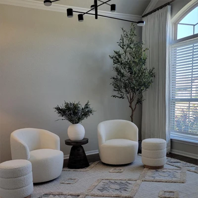 Bella Swivel Barrel Chairs Set Of 2,Modern Soft Touch 28'' Seat Width Boucle Swivel Chairs,Armrest 360° Swivel Nursery Chair-Maison Boucle - Image 2