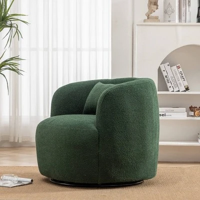 Boucle Upholstered Swivel Armchair - Kinwell - Image 10