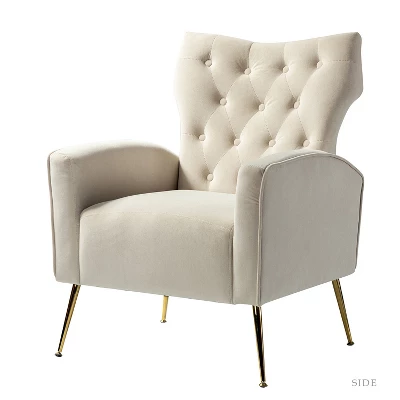 Raphael Velvet Tufted Upholstered Wingback Chair Accent Wingback Silhouette With Diamond Button Tufting | Karat Home - Image 18