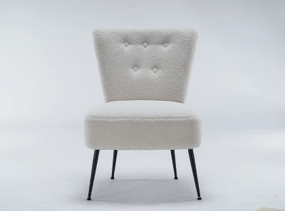 Tufted Back Teddy Fabric Slipper Chair Accent Chair-ModernLuxe - Image 3