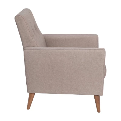 Emma And Oliver Upholstered Mid-Century Modern Arm Chair With Tufted Seat And Back, Pocket Spring Support And Wooden Legs - Image 7