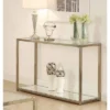 Cora Console Sofa Table With Glass Top And Mirror Shelf Brass - Coaster