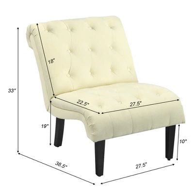 Costway Set Of 2 Armless Accent Chair Upholstered Tufted Lounge Chair