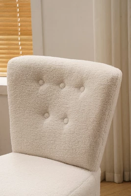 Tufted Back Teddy Fabric Slipper Chair Accent Chair-ModernLuxe - Image 7