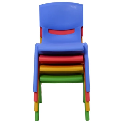 Costway Set Of 4 Kids Plastic Chairs Stackable Play And Learn Furniture Colorful - Image 4