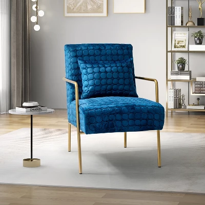 Javier Upholstered Armchair With Metal Legs And Lumbar Pillow For Living Room | ARTFUL LIVING DESIGN - Image 10