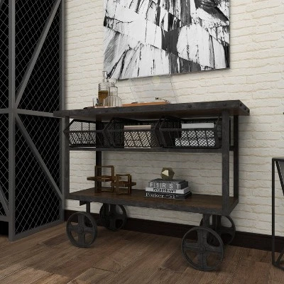 Industrial Metal Console Table Dark Black - Olivia & May - Image 12