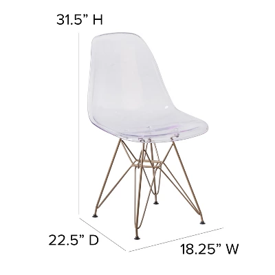 Flash Furniture Elon Series Ghost Chair With Gold Metal Base - Image 3