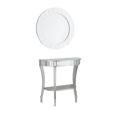 Set Of 2 Glam Fir Console Tables With Mirror White - Olivia & May - Image 7