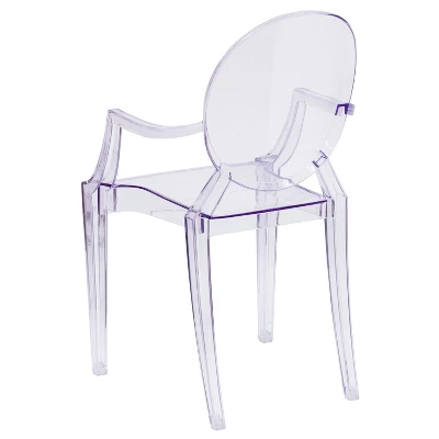 Emma And Oliver Oval Back Ghost Chair With Arms In Transparent Crystal - Image 6