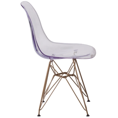 Flash Furniture Elon Series Ghost Chair With Gold Metal Base - Image 7