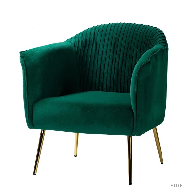 Velvet Barrel Chair With Goden Base Contemporary And Classic Velvet Accent Chair For Living Room | Karat Home - Image 19