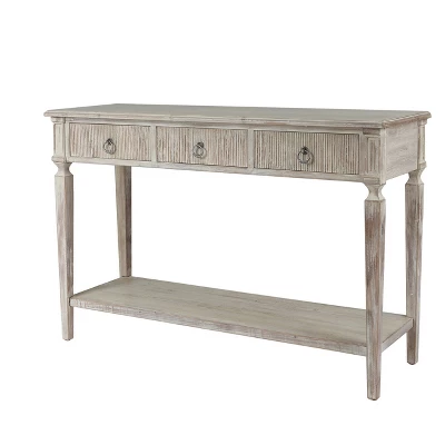 LuxenHome Whitewashed Wood 3-Drawer 1-Shelf Console And Entry Table - Image 6