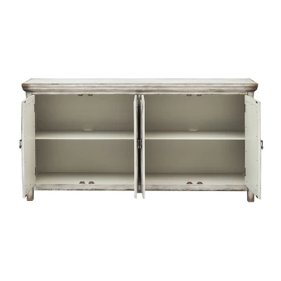 Shirley 4 Door Storage Credenza/Sideboard With Mirrored Doors Burnished Gray - Treasure Trove - Image 2