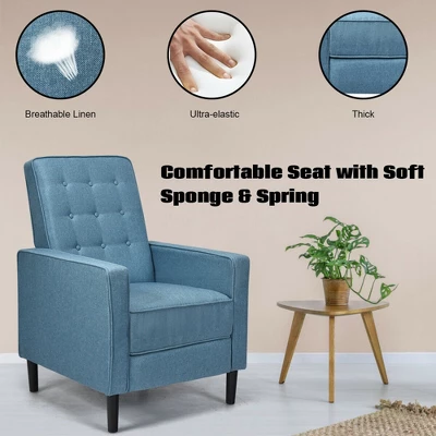 Costway Set Of 2 Push Back Recliner Chair Fabric Tufted Single Sofa W/ Footrest - Image 8