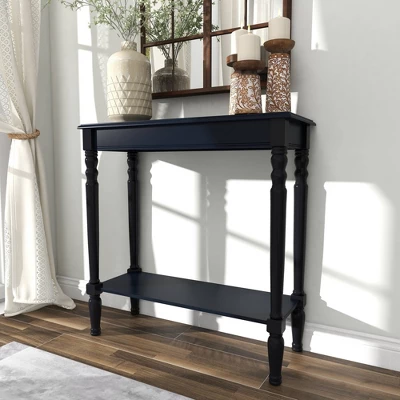 Traditional Wood Console Table Black - Olivia & May - Image 6
