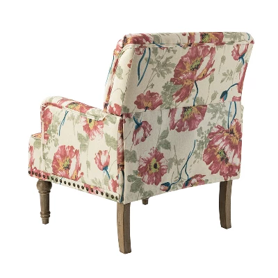 Reggio Traditional Wooden Upholstered Armchair With Floral Patterns And Nailhead Trim | ARTFUL LIVING DESIGN - Image 3