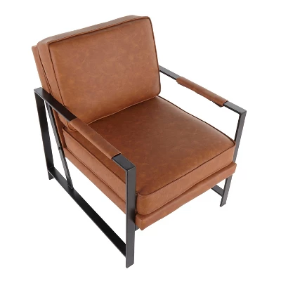 Franklin Armchair With Faux Leather Black/Camel Brown - LumiSource - Image 5
