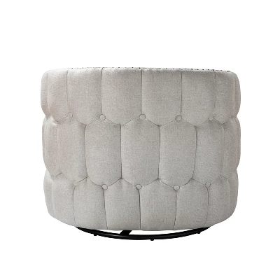 Jorge Curved And Ergonomic Design Barrel Chair With Decorative Nailhead Tirms Swivel Chair | ARTFUL LIVING DESIGN - Image 7