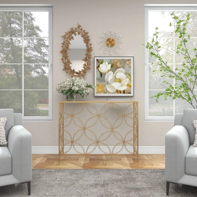 Contemporary Metal Console Table Gold - Olivia & May - Image 10