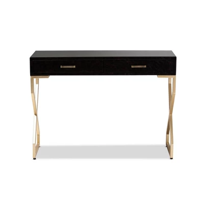 Carville Faux Leather Finished 2 Drawer Console Table Brown - Baxton Studio - Image 8