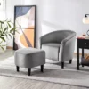 Yaheetech Fabric Upholstered Accent/Barrel Chair And Ottoman Set For Living Room