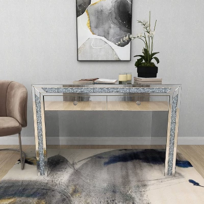 Glam Mirror And Glass Console Table Desk Silver - Olivia & May - Image 11