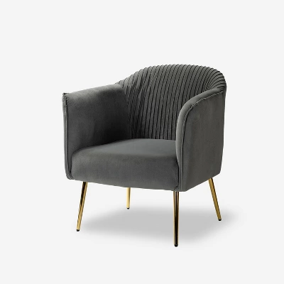 Velvet Barrel Chair With Goden Base Contemporary And Classic Velvet Accent Chair For Living Room | Karat Home - Image 13