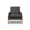 Perris Fabric Upholstered Walnut Wood Lounge Chair - Baxton Studio