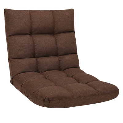 Costway Adjustable 14-Position Floor Chair Folding Lazy Gaming Sofa Lounge Chair GrayBlue Coffee - Image 11