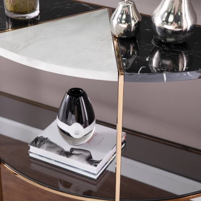 Lenaedo Demilune Console Table Black/White/Gold - Aiden Lane - Image 5