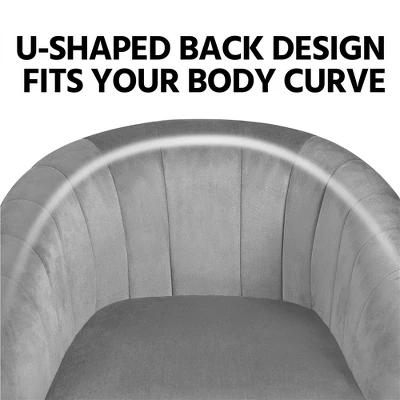 Yaheetech Velvet Accent Armchair Barrel Chair With Metal Legs For Living Room - Image 6