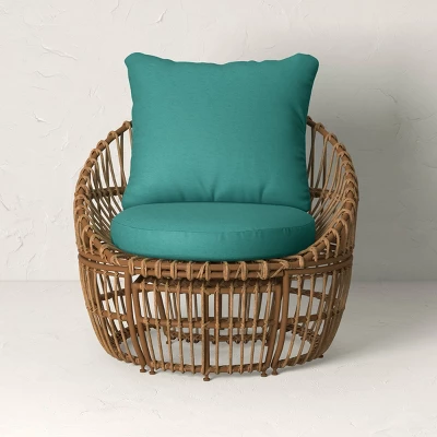 Topanga Club Chair With Ottoman - Blue/Brown - Opalhouse™ Designed With Jungalow™ - Image 3