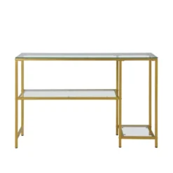 Rayna Console Table With Shelves Gold - Carolina Chair & Table