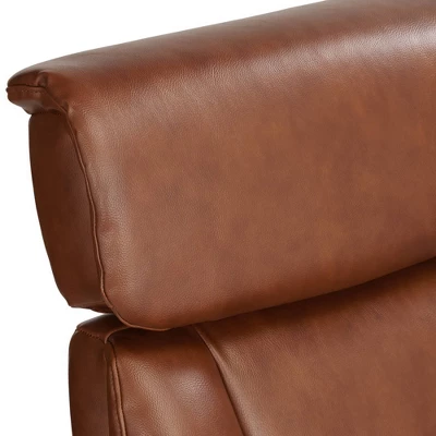BenchMaster Brown Swivel Faux Leather Recliner Chair Modern Armchair Comfortable Manual Reclining Footrest Headrest For Bedroom - Image 2