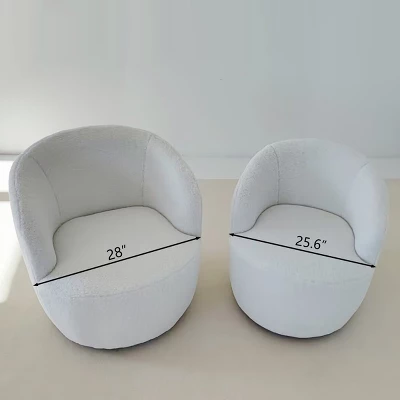 Set Of 2 Fannie 25.60'' Wide Small Size Boucle Upholstered 360° Swivel Barrel Chair-The Pop Maison - Image 6