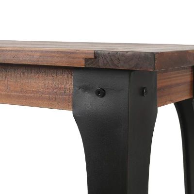 LuxenHome Dark Brown Wood And Black Metal 1-Shelf Console And Entry Table - Image 9