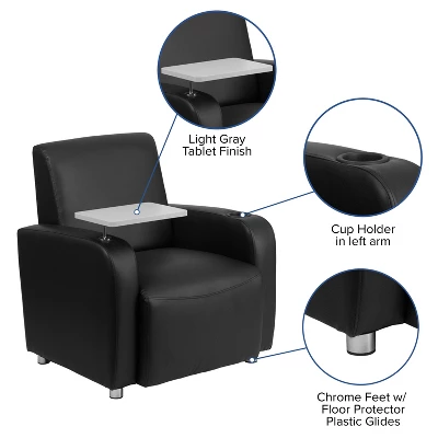 Flash Furniture LeatherSoft Guest Chair With Tablet Arm, Chrome Legs And Cup Holder - Image 2