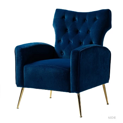 Raphael Velvet Tufted Upholstered Wingback Chair Accent Wingback Silhouette With Diamond Button Tufting | Karat Home - Image 16