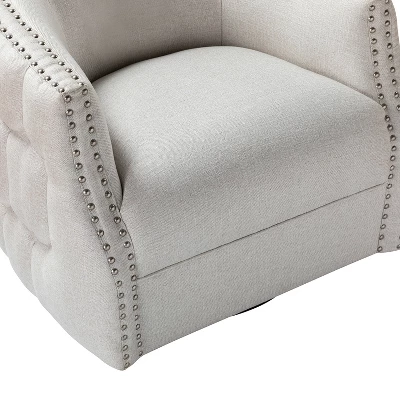 Jorge Curved And Ergonomic Design Barrel Chair With Decorative Nailhead Tirms Swivel Chair | ARTFUL LIVING DESIGN - Image 8