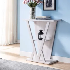 Nebra 3 Shelf Console Table White Oak - HOMES: Inside + Out