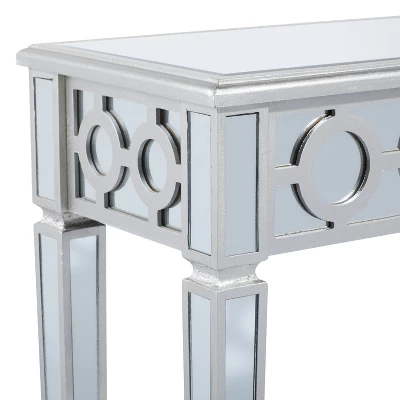 Glam Mirror And Wood Patterned Console Table Silver - Olivia & May - Image 2