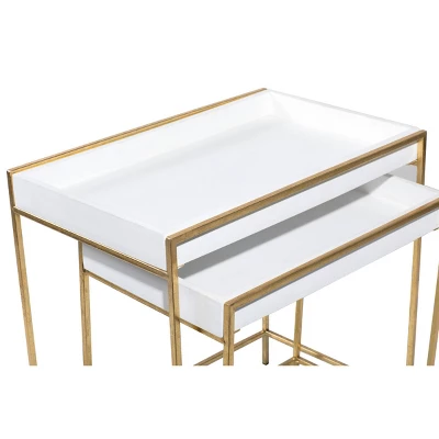 Set Of 2 Contemporary Metal Console Tables Gold - Olivia & May - Image 2