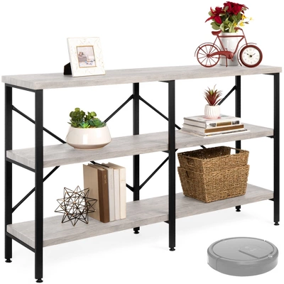 Best Choice Products 55in Rustic 3-Tier Console Table For Living Room, Entry W/ Non-Scratch Feet - Image 8