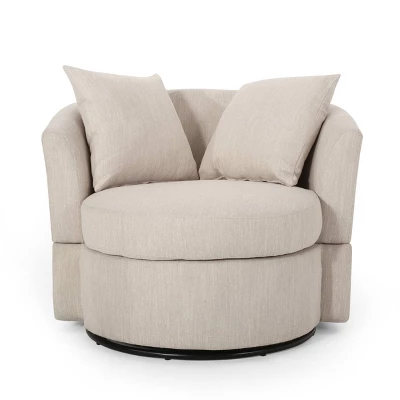 Smyrna Contemporary Upholstered Swivel Club Chair - Christopher Knight Home - Image 9