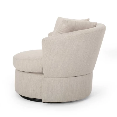 Smyrna Contemporary Upholstered Swivel Club Chair - Christopher Knight Home - Image 3
