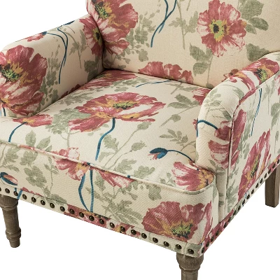 Reggio Traditional Wooden Upholstered Armchair With Floral Patterns And Nailhead Trim | ARTFUL LIVING DESIGN - Image 5